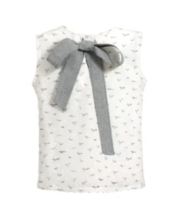 Ärmellose Bluse Mit Vogelmuster In Grau/Weiß