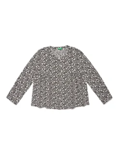 Benetton Bluse In Grau/ Schwarz