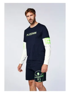 Chiemsee Longsleeve "Naalehu" In Dunkelblau/ Weiß