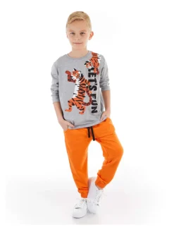 2tlg. Outfit "Tigers" In Grau/ Orange