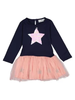 Kleid In Dunkelblau/ Rosa