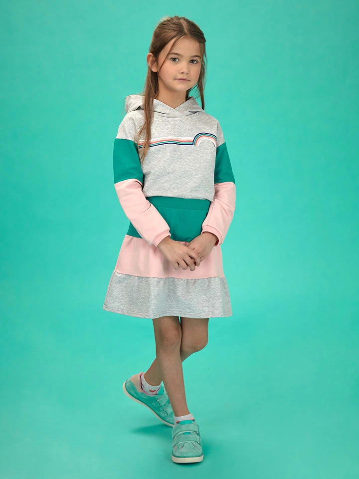 Sweatrock In Türkis/ Rosa/ Hellgrau Meliert 4 Sweatrock In Türkis/ Rosa/ Hellgrau Meliert – Bild 4