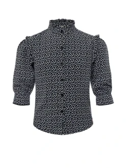 Bluse In Schwarz/ Weiß/ Blau