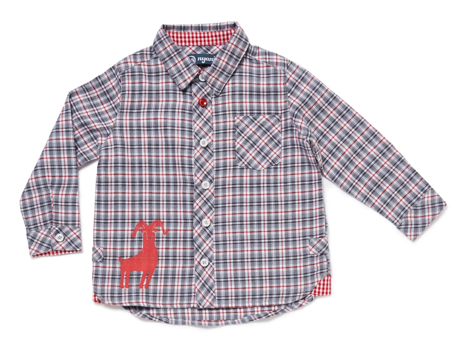 Modetrends 2025: Die Must-Haves für Kinder -Vigino Kleidung Geschaft nyani jungen hemd shirt capricorn mick in rot grau
