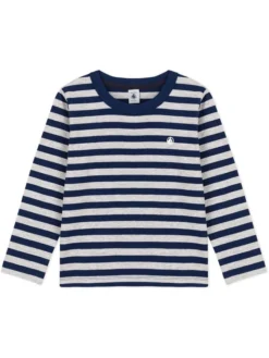 PETIT BATEAU Longsleeve In Grau/ Dunkelblau
