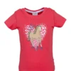T-Shirt T-Shirt Girls NOS EMB Horses In Lollipop Red